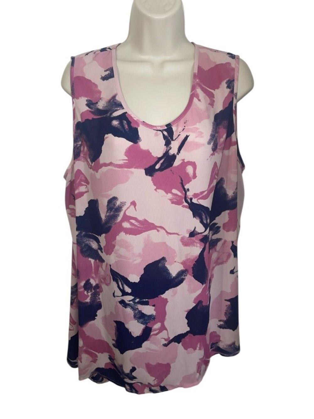 LISA RINNA COLLECTION Womens Plus Size 2X Pink Printed Top with Asymmetrical Hem